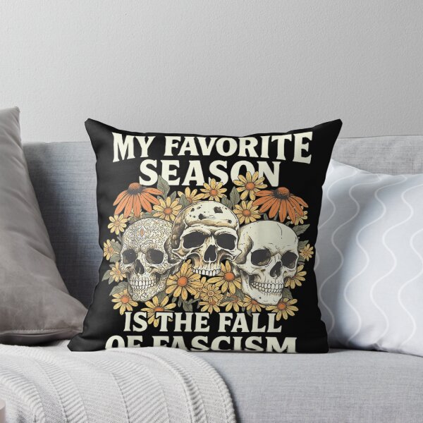 Item preview, My Favorite Season Is The Fall of Fascism Anti-Fascist Skull Flowers Art designed and sold by DorikoKazan.