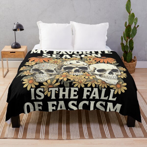 Item preview, My Favorite Season Is The Fall of Fascism Anti-Fascist Skull Flowers Art designed and sold by DorikoKazan.