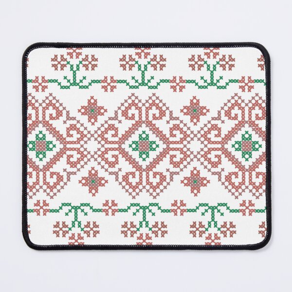 Item preview, Pink and Green Cross Stitch – Handmade Folk Textile Pattern designed and sold by Dintheo.