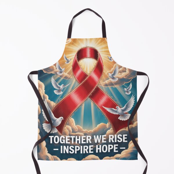 Item preview, Together We Rise Inspire Hope Red Ribbon Design for World AIDS Day HIV AIDS Awareness December 1 Doves and Light Illustration designed and sold by Self Love Studio.