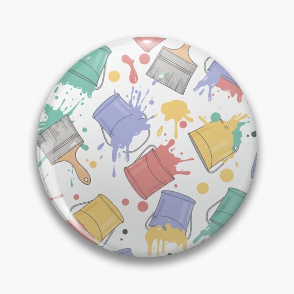 Item preview, Kawaii Paint Buckets and Brushes | DIY Splash Art Spill Pattern | Playful Colorful Artist Design designed and sold by DibuHumor.