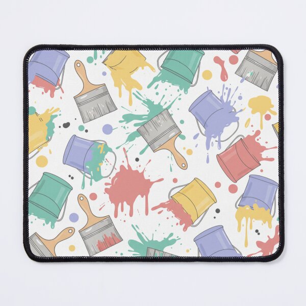 Item preview, Kawaii Paint Buckets and Brushes | DIY Splash Art Spill Pattern | Playful Colorful Artist Design designed and sold by DibuHumor.