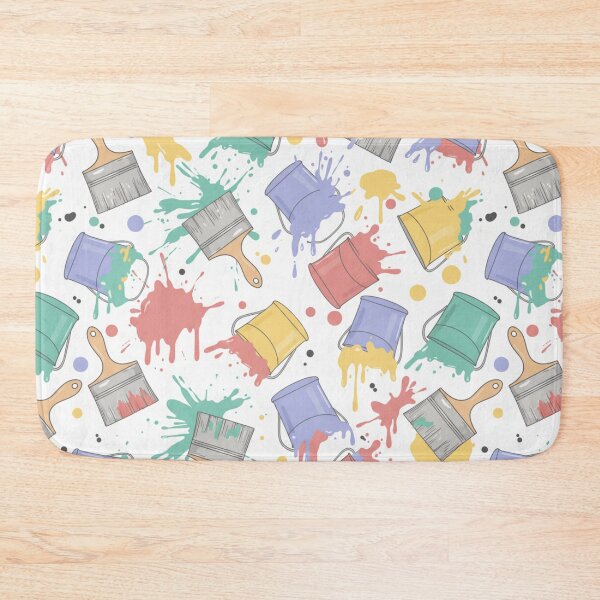 Item preview, Kawaii Paint Buckets and Brushes | DIY Splash Art Spill Pattern | Playful Colorful Artist Design designed and sold by DibuHumor.