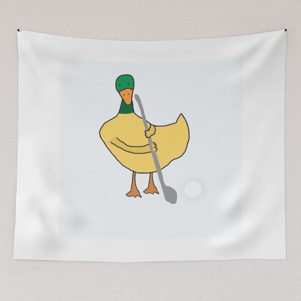 Item preview, Playful Yellow Duck Playing Golf – Cute Animal Sports Scene designed and sold by Beautiful art store.