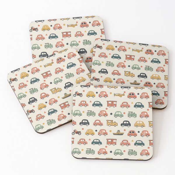 Item preview, Kids Boho Doodle Vehicles | Scandinavian Car Boat Plane Pattern | Baby Boys Earth Tone Design designed and sold by DibuHumor.