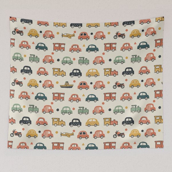 Item preview, Kids Boho Doodle Vehicles | Scandinavian Car Boat Plane Pattern | Baby Boys Earth Tone Design designed and sold by DibuHumor.