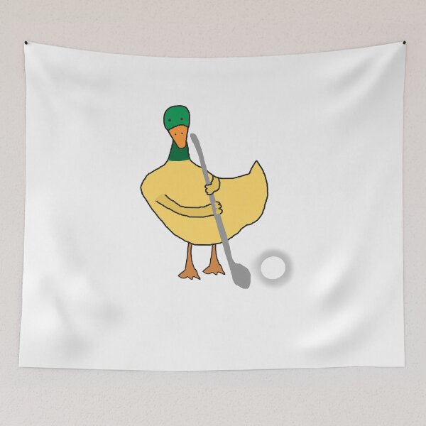 Item preview, Playful Yellow Duck Playing Golf – Cute Animal Sports Scene designed and sold by Beautiful art store.
