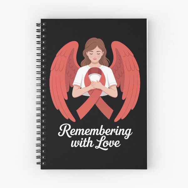 Item preview, Remembering with Love Angel Holding Red Ribbon Design for World AIDS Day HIV Awareness Tribute Memorial Art designed and sold by Self Love Studio.