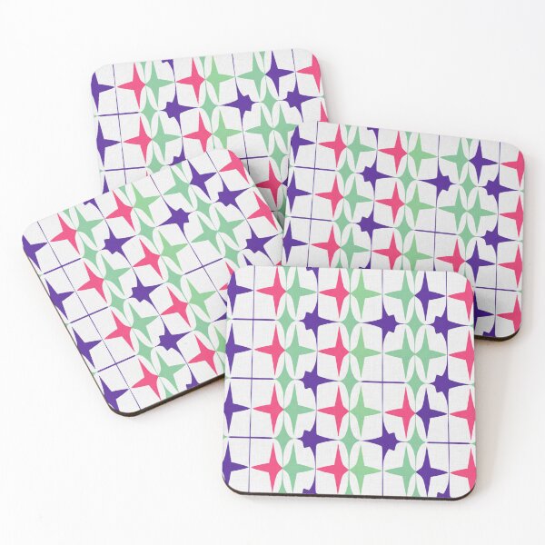 Item preview, Mid-Century Modern Atomic Stars | Retro Pop Art Pattern from the 50s and 60s | Mint Pink and Purple Geometric Design designed and sold by DibuHumor.