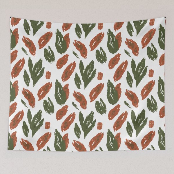 Item preview, Terracotta and Olive Boho Leaves | Rustic Organic Brushstroke Pattern | Modern Foliage Plant Design designed and sold by DibuHumor.
