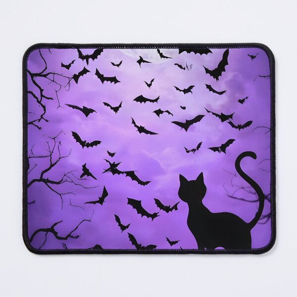 Item preview, Spooky Black Cat Halloween Purple Sky iPhone Case designed and sold by FestivityFinds.
