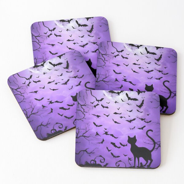 Item preview, Spooky Black Cat Halloween Purple Sky iPhone Case designed and sold by FestivityFinds.