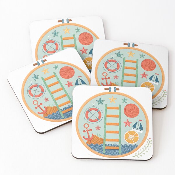 Item preview, Charming nautical-themed embroidery art, perfect for coastal decor, summer projects, or DIY crafts, evokes a sense of seaside adventure and creative joy designed and sold by mobiza1000.