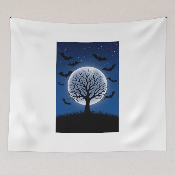 Item preview, Spooky Gothic Tree Silhouette Halloween Night Poster designed and sold by FestivityFinds.
