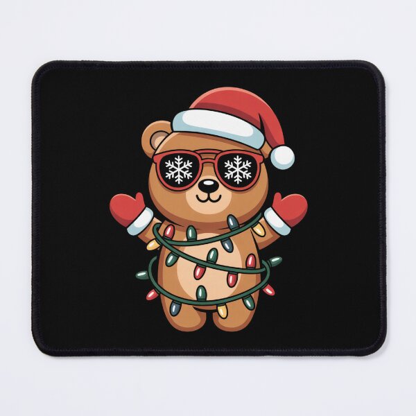 Item preview, Santa Bear – Cute Kawaii Christmas Bear with Lights and Santa Hat Design designed and sold by ColorSplash123.