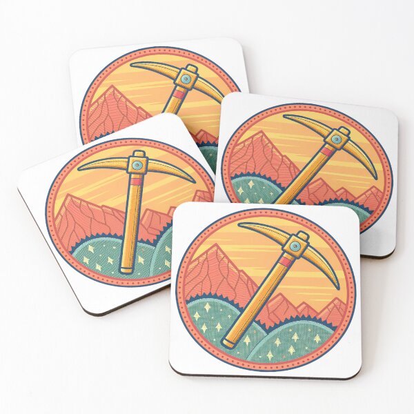 Item preview, Vintage-inspired pickaxe emblem with mountain vista, perfect for outdoor adventure brands, camping gear, or rugged lifestyle marketing campaigns designed and sold by mobiza1000.