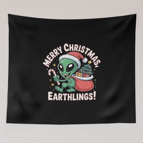 Item preview, Alien with Santa Hat – “Merry Christmas, Earthlings! designed and sold by love3617.