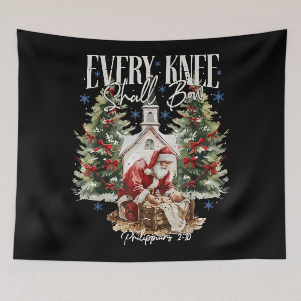 Item preview, Bow Knee Christian Christmas Vintage Holiday Jesus Quote Every Shall designed and sold by JackyEstera.