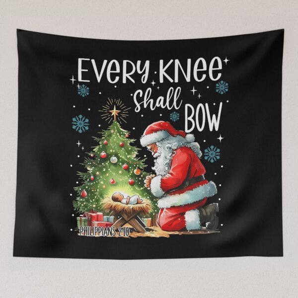 Item preview, Christmas Vintage Shall Quote Every Knee Jesus Holiday Christian Bow designed and sold by JackyEstera.