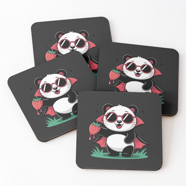 Item preview, Cute Vampire Panda with Strawberry and Red Cape | Funny Halloween Design designed and sold by ColorSplash123.