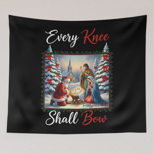 Item preview, Vintage Bow Shall Every Quote Knee Jesus Christian Christmas Holiday designed and sold by JackyEstera.