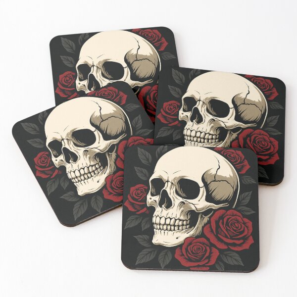 Item preview, Skull and Roses – Vector Gothic Tattoo Art designed and sold by bashhonkdesign.