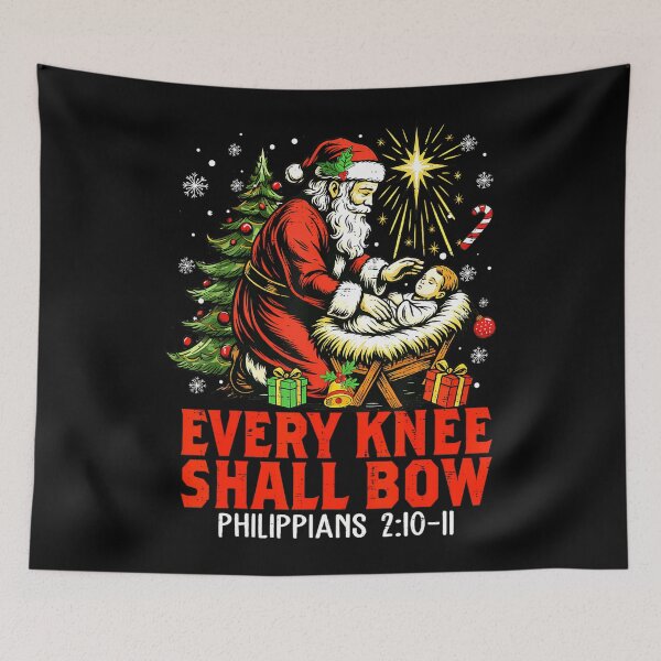 Item preview, Quote Bow Holiday Shall Christmas Jesus Knee Every Vintage Christian designed and sold by JackyEstera.