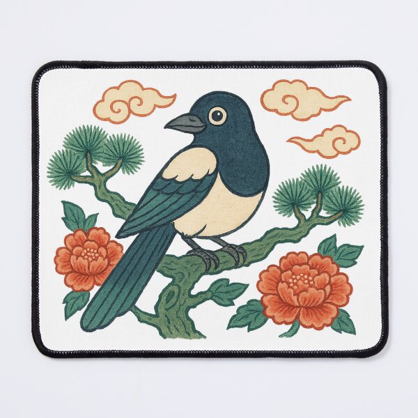 Item preview, Korean Magpie and Peony – Traditional Art designed and sold by KOREALTD.