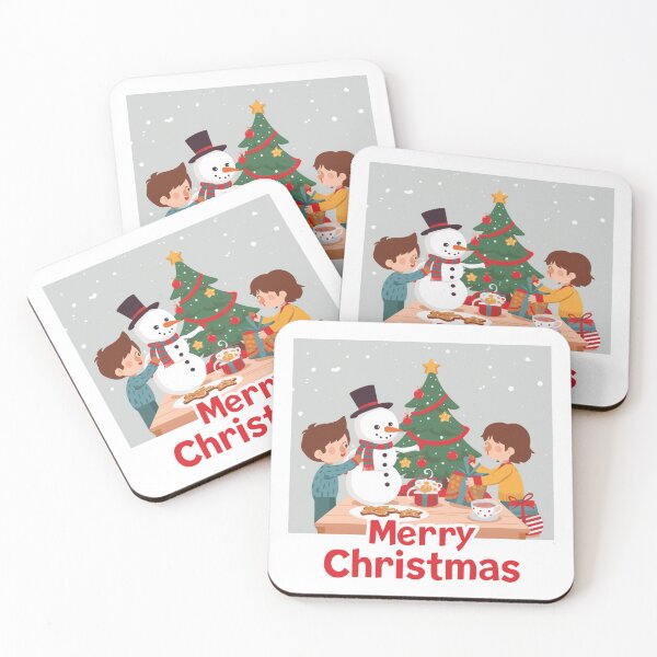 Item preview, Childrens happy new year and merry Christmas, cookies, hot cocoa on the table, snowman next Christmas tree, illustration vector designed and sold by PWDigitalArt.