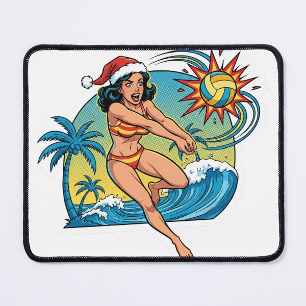 Item preview, Sheilas Santa Hat Beach Volleyball Christmas Art designed and sold by The Digital Compass.