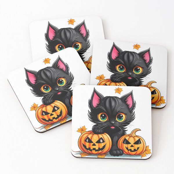 Item preview, Spooky Cuties: Black Kitten with Halloween Pumpkin designed and sold by LanaGustavsson.