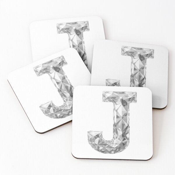 Item preview, Monochrome Low Poly Letter J — 3D Black, Grey & White Transparent Design designed and sold by InFrameVision.