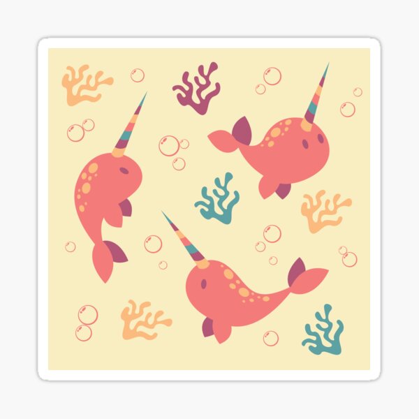 To the Window to the Narwhal - Coral & Cream Sticker