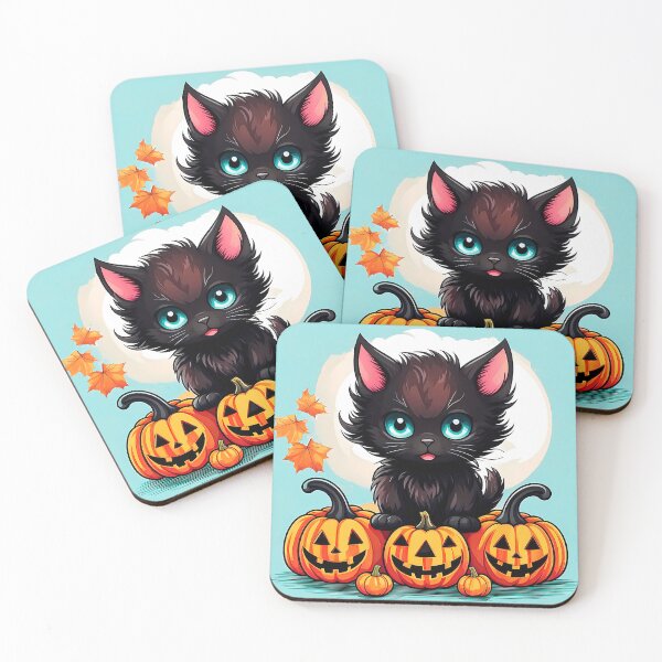 Item preview, Spooky Cuties: Black Kitten with Halloween Pumpkin designed and sold by LanaGustavsson.