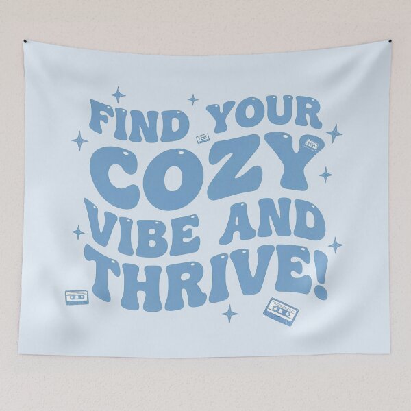 Item preview, Find Your Cozy Vibe And Thrive! Blue Retro Lo-fi Aesthetic Quote T-Shirt designed and sold by cozy corner co. .