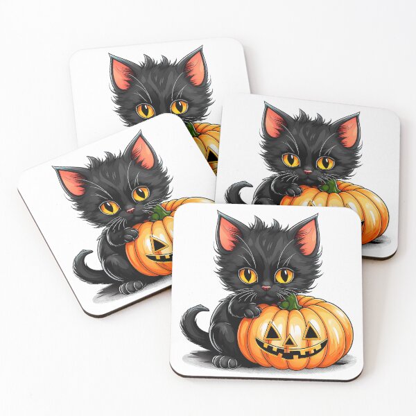 Item preview, Spooky Cuties: Black Kitten with Halloween Pumpkin designed and sold by LanaGustavsson.