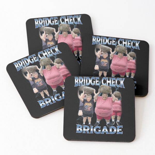 Item preview, Bridge Check Brigade AI Lady With Rock Breaking Glass Meme designed and sold by elderberry.