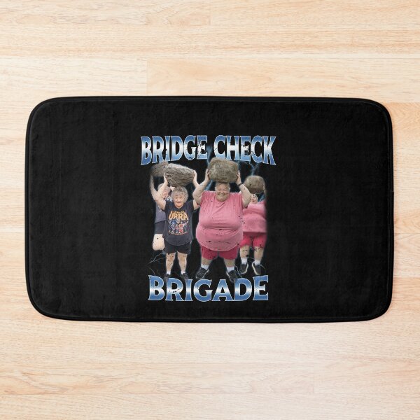 Item preview, Bridge Check Brigade AI Lady With Rock Breaking Glass Meme designed and sold by elderberry.