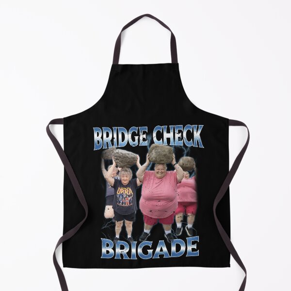Item preview, Bridge Check Brigade AI Lady With Rock Breaking Glass Meme designed and sold by elderberry.