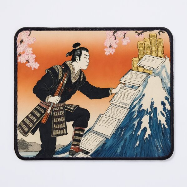 Item preview, Samurai Climbing Document Steps Through Great Wave designed and sold by Koalangel.