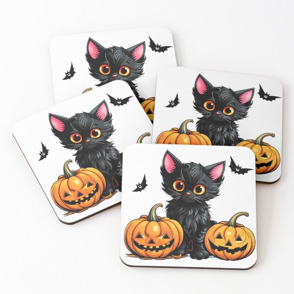 Item preview, Spooky Cuties: Black Kitten with Halloween Pumpkin designed and sold by LanaGustavsson.