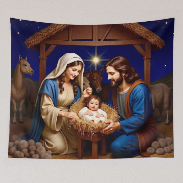 Item preview, Nativity Scene with Baby Jesus in Manger designed and sold by Vicky Brago-Mitchell®.