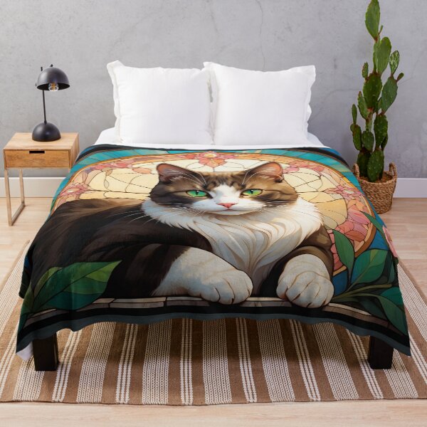 Item preview, Emerald Gaze Cat in Stained Glass Window designed and sold by KiraChie.