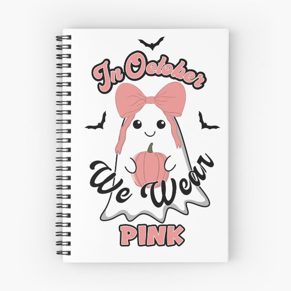Item preview, In October we wear pink ghost with bow and pumpkin designed and sold by CorAleArt.