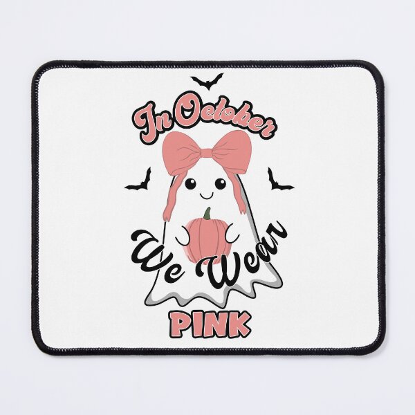 Item preview, In October we wear pink ghost with bow and pumpkin designed and sold by CorAleArt.