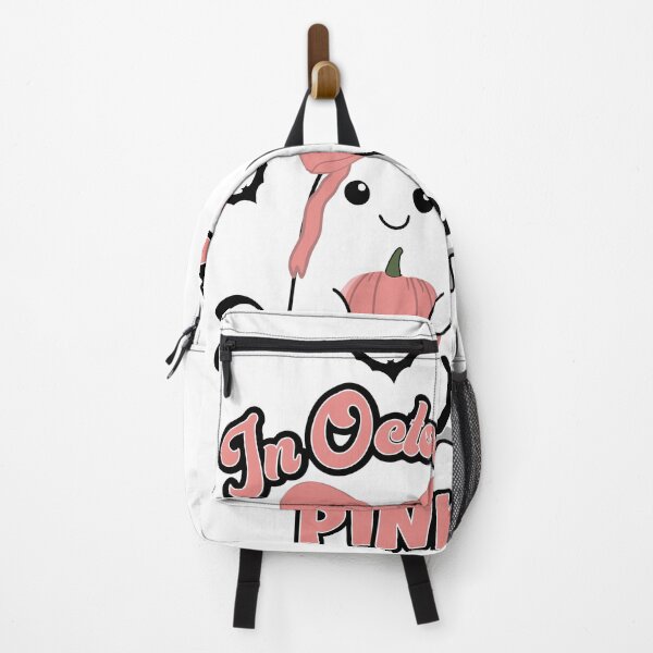 Item preview, In October we wear pink ghost with bow and pumpkin designed and sold by CorAleArt.