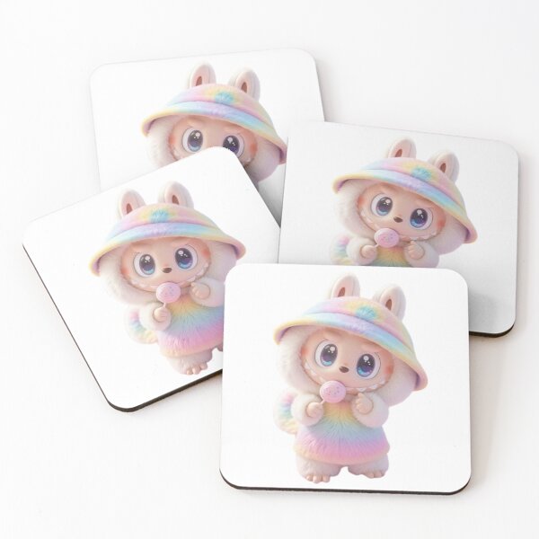 Item preview, Cute Labubu Rainbow Bunny | Kawaii Pastel Plush Art designed and sold by AesthinkArt.