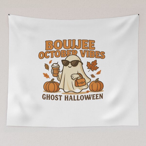 Item preview, Boujee October Vibes – Cute Ghost Halloween Design for Fall Lovers designed and sold by SlomianyPisarz.