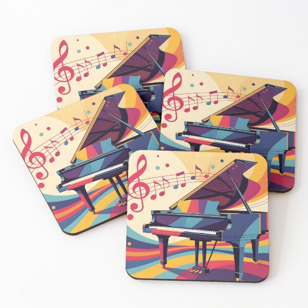 Item preview, Colorful Melody – Abstract Piano with Music Notes designed and sold by EmeraldMusic.