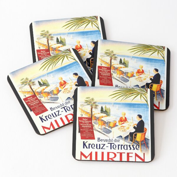 Item preview, Vintage Travel Poster | Art Deco Style Kreuz-Terrasse Murten | Swiss Scenic View | Early 20th Century Design & Art designed and sold by artofuniverse.